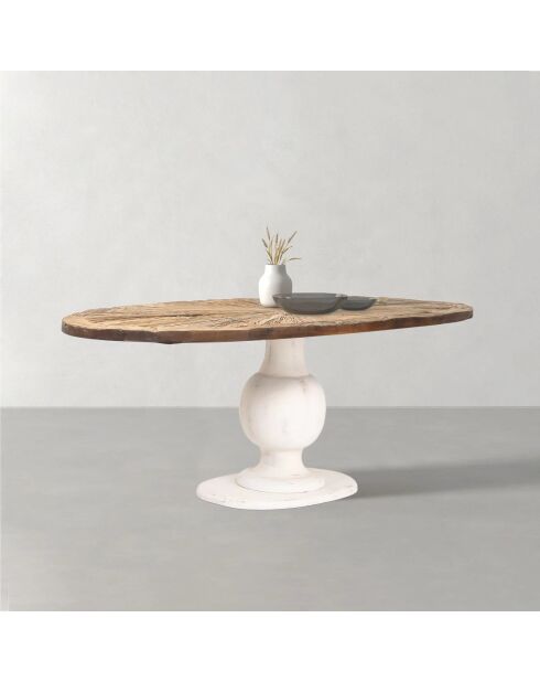 Natürlicher/weißer ovaler Esstisch - 230x100x78 cm