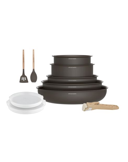 Batterie de cuisine noire - 10 pièces
