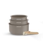 Set de 3 casseroles taupe - 16-18-20 cm
