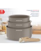 Set de 3 casseroles taupe - 16-18-20 cm