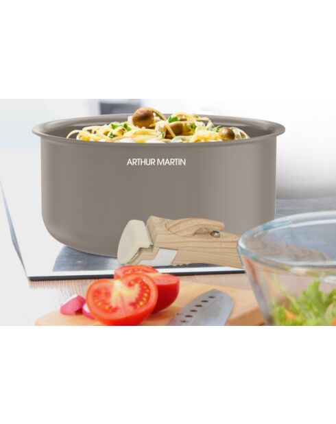 Set de 3 casseroles taupe - 16-18-20 cm