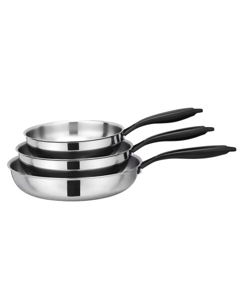 Set de 3 Poêles 3 triply inox - 20/24/28 cm