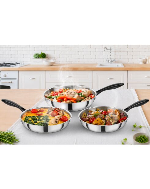 Set de 3 Poêles 3 triply inox - 20/24/28 cm