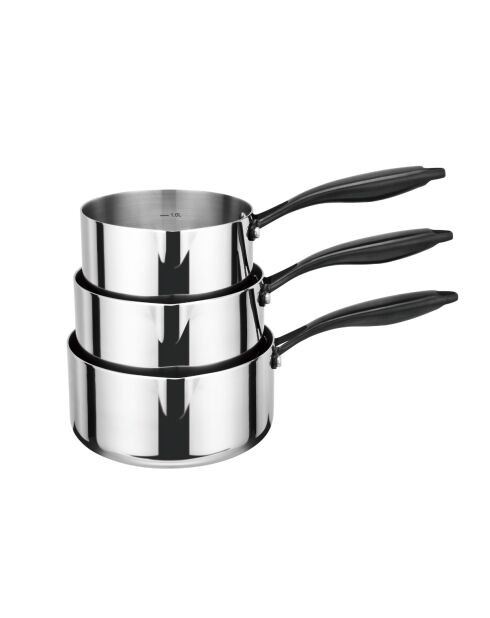 Set de 3 casserole 3 triply argenté -16-18-20 cm