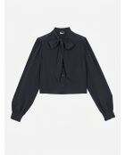Camicia corta 100% seta nera