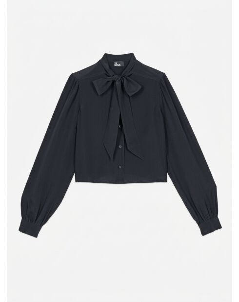 Camicia corta 100% seta nera