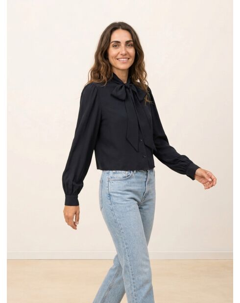 Camicia corta 100% seta nera
