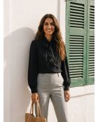 Camicia corta 100% seta nera