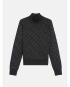 Pull col montant en Jacquard Logo All Over noir/gris foncé