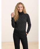 Pull col montant en Jacquard Logo All Over noir/gris foncé