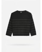 Schwarzer gestreifter Pullover aus Wolle und Cashmere