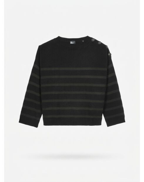 Schwarzer gestreifter Pullover aus Wolle und Cashmere