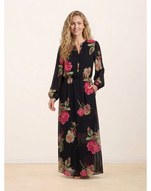 Robe longue imprimée noire