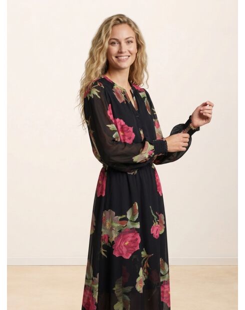 Robe longue imprimée noire