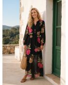 Robe longue imprimée noire