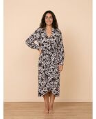 Schwarzes bedrucktes Midikleid