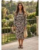 Schwarzes bedrucktes Midikleid