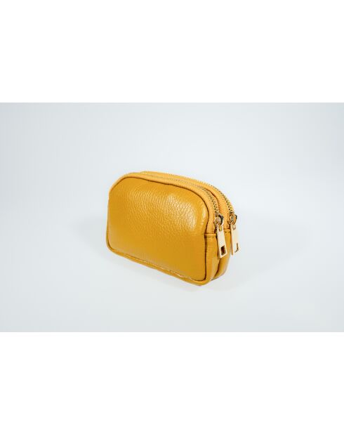 Mustard Gema leren portemonnee - 15x10x5cm