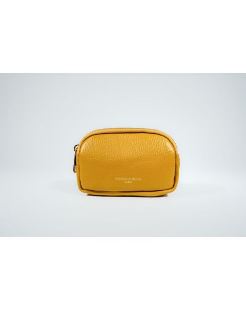 Mustard Gema leren portemonnee - 15x10x5cm