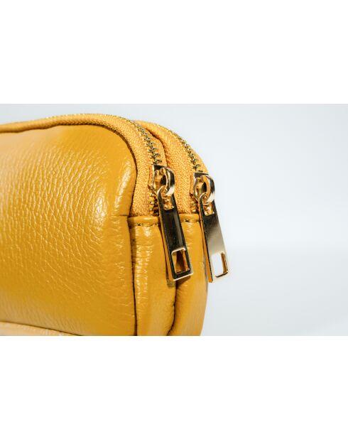 Mustard Gema leren portemonnee - 15x10x5cm
