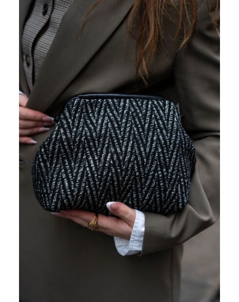 Sac à bandouliere en cuir Karyn argenté - 25X20X5cm