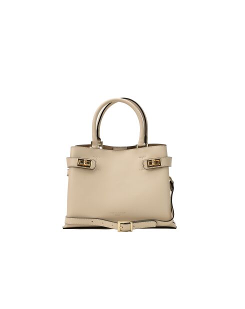 Borsa a mano Nelia in pelle beige - 27x22x12cm