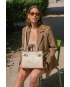 Nelia beige Lederhandtasche - 27x22x12cm
