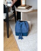 Livy marineblauwe leren zeehondenzak - 21,5x27x15cm
