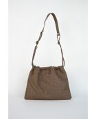 Eloa Schultertasche aus helltaupefarbenem Leder - 23x13x8cm