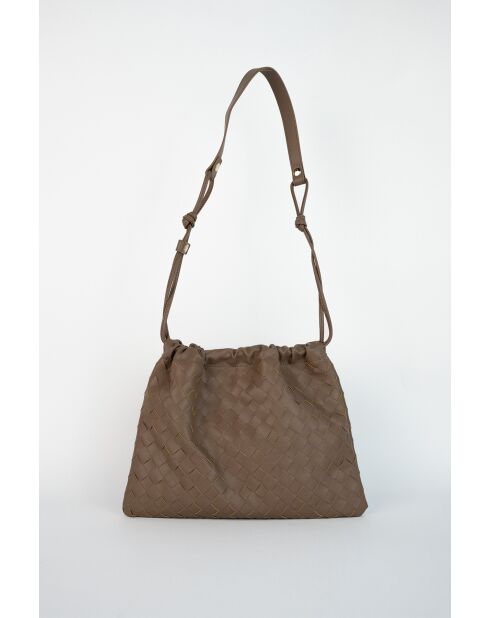 Eloa Schultertasche aus helltaupefarbenem Leder - 23x13x8cm
