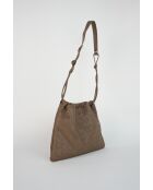 Eloa Schultertasche aus helltaupefarbenem Leder - 23x13x8cm