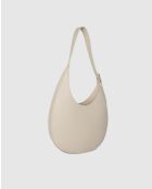 Cremefarbene Schultertasche Aiko aus Leder - 30x40x8cm