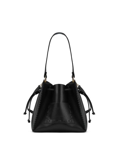 Claudia Schultertasche aus schwarzem Leder - 27x25 12cm