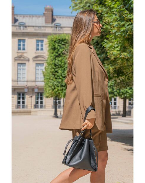 Claudia Schultertasche aus schwarzem Leder - 27x25 12cm