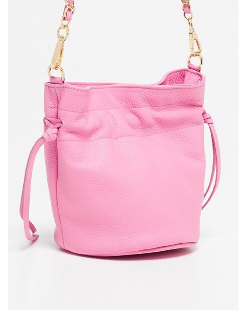 Eonora roze leren schoudertas - 17x19,5x15cm