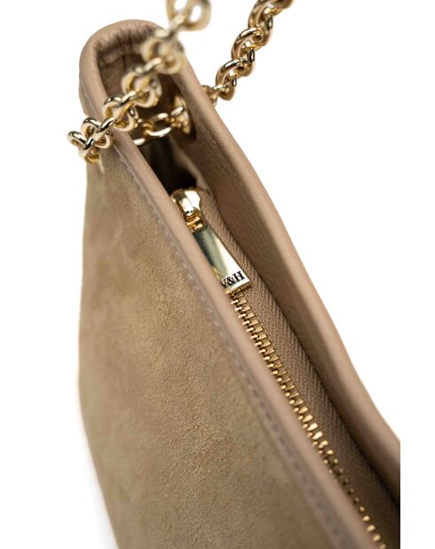 Bandolera de piel Mia beige - 28x17x8cm
