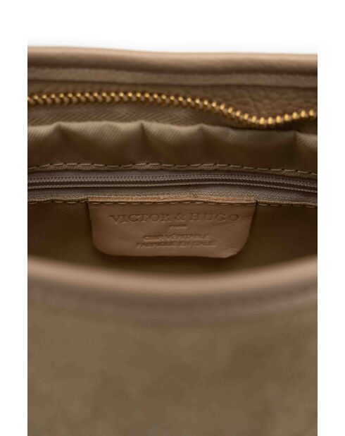 Bandolera de piel Mia beige - 28x17x8cm
