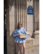 Beige Mia leren schoudertas - 28x17x8cm