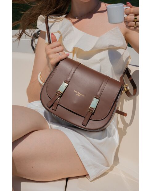Ruth braune Schultertasche aus Leder - 26x20x8cm