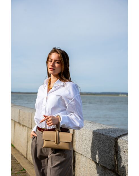 Emy Lederhandtasche helltaupe - 22x11x5 cm