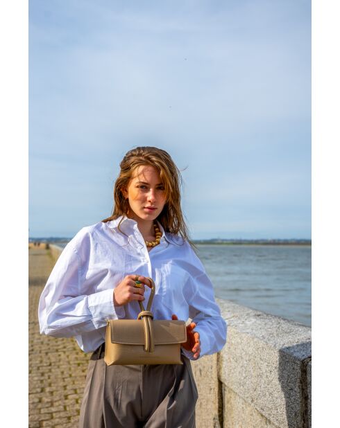 Emy Lederhandtasche helltaupe - 22x11x5 cm