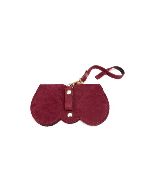 Samy plum leren brillenhouder - 15x8x1cm