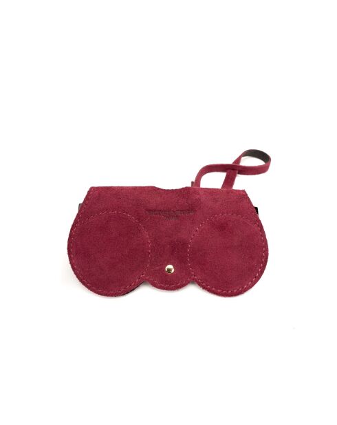 Samy plum leren brillenhouder - 15x8x1cm