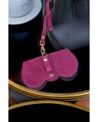 Samy plum leren brillenhouder - 15x8x1cm