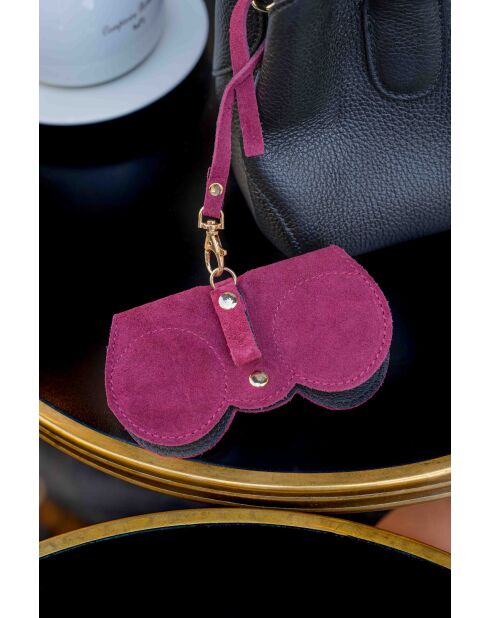 Samy plum leren brillenhouder - 15x8x1cm