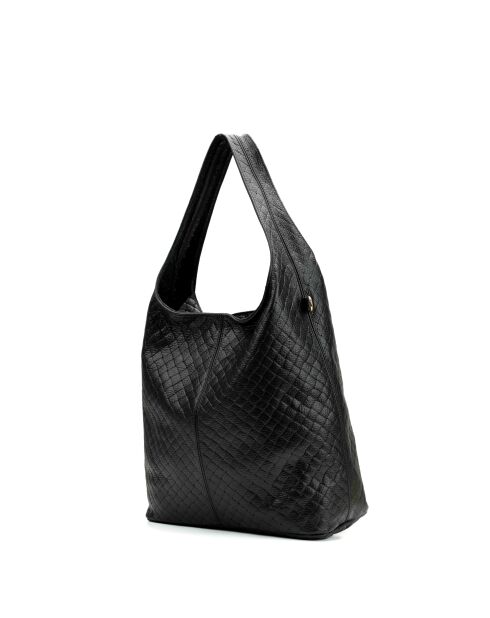 Vicky Schultertasche aus schwarzem Leder - 40x32x15cm