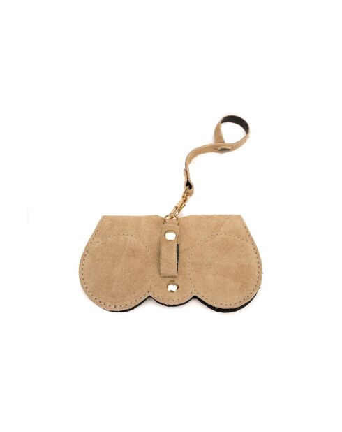 Porte lunettes en cuir Samy beige - 15x8x1cm
