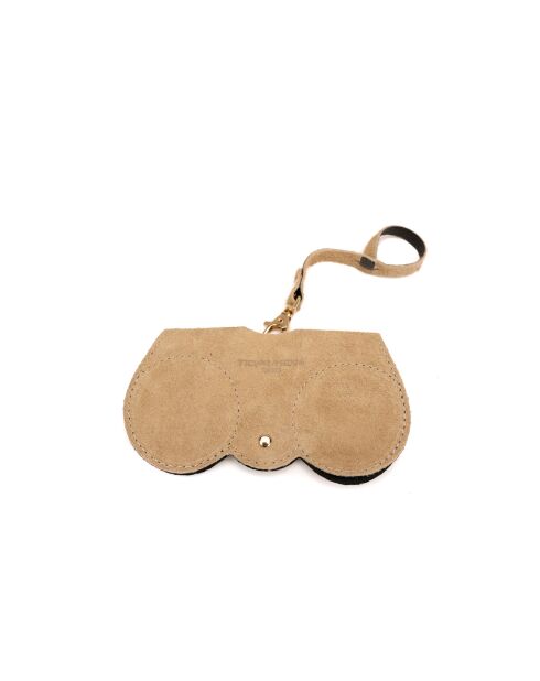 Porte lunettes en cuir Samy beige - 15x8x1cm