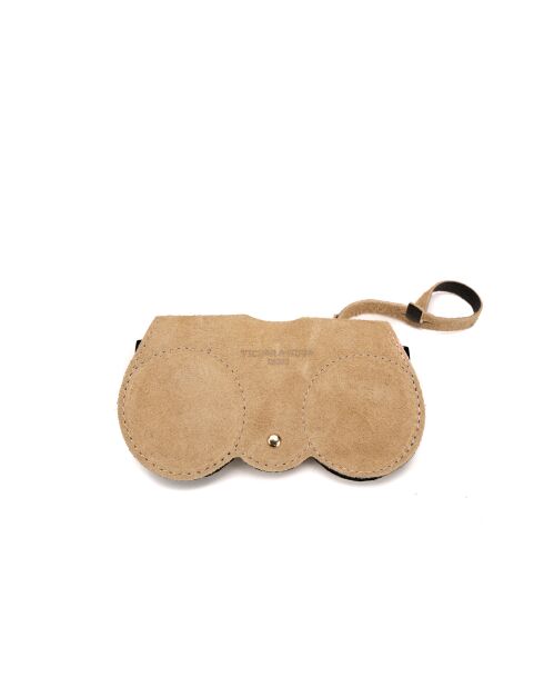 Porte lunettes en cuir Samy beige - 15x8x1cm