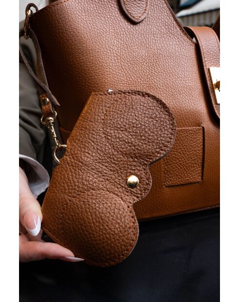 Moly camel leren brillenhouder - 15x8x2cm